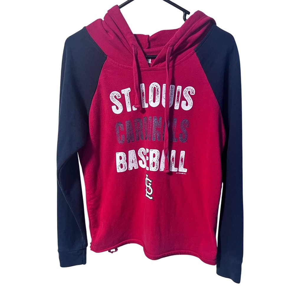 New Era St Louis Cardinals Baseball Raglan Hoodie Red Navy Size S